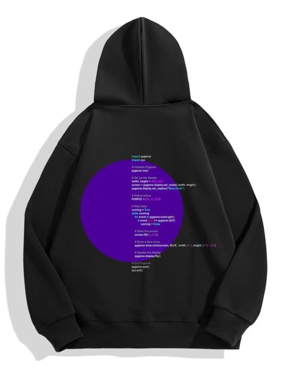 Purple Circle hoodie — back with code